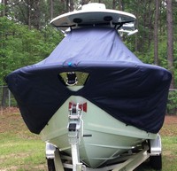 Sea Fox® 266CC Commander T-Top-Boat-Cover-Sunbrella-1999™ Custom fit TTopCover(tm) (Sunbrella(r) 9.25oz./sq.yd. solution dyed acrylic fabric) attaches beneath factory installed T-Top or Hard-Top to cover entire boat and motor(s)