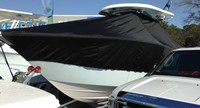 Sea Fox® 286CC T-Top-Boat-Cover-Sunbrella-2349™ Custom fit TTopCover(tm) (Sunbrella(r) 9.25oz./sq.yd. solution dyed acrylic fabric) attaches beneath factory installed T-Top or Hard-Top to cover entire boat and motor(s)