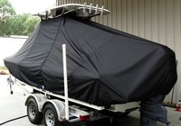 Photo of Sea Hunt® BX22 20xx T-Top Boat-Cover Black, viewed from Port Rear 