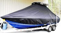 Sea Hunt® BX22 T-Top-Boat-Cover-Sunbrella-1399™ Custom fit TTopCover(tm) (Sunbrella(r) 9.25oz./sq.yd. solution dyed acrylic fabric) attaches beneath factory installed T-Top or Hard-Top to cover entire boat and motor(s)