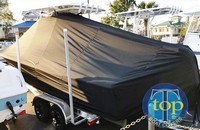 Sea Hunt® BX25FS T-Top-Boat-Cover-Wmax-1349™ Custom fit TTopCover(tm) (WeatherMAX(tm) 8oz./sq.yd. solution dyed polyester fabric) attaches beneath factory installed T-Top or Hard-Top to cover entire boat and motor(s)