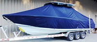 Sea Hunt® Gamefish 30 T-Top-Boat-Cover-Sunbrella-2849™ Custom fit TTopCover(tm) (Sunbrella(r) 9.25oz./sq.yd. solution dyed acrylic fabric) attaches beneath factory installed T-Top or Hard-Top to cover entire boat and motor(s)
