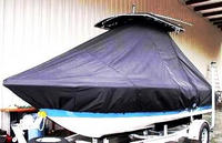 Sea Hunt® Triton 188 T-Top-Boat-Cover-Wmax-749™ Custom fit TTopCover(tm) (WeatherMAX(tm) 8oz./sq.yd. solution dyed polyester fabric) attaches beneath factory installed T-Top or Hard-Top to cover entire boat and motor(s)