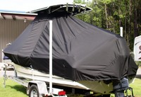 Photo of Sea Hunt® Triton-210 20xx T-Top Boat-Cover, viewed from Port Rear 