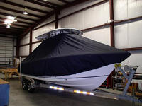 Sea Hunt® Triton 240 T-Top-Boat-Cover-Sunbrella-1699™ Custom fit TTopCover(tm) (Sunbrella(r) 9.25oz./sq.yd. solution dyed acrylic fabric) attaches beneath factory installed T-Top or Hard-Top to cover entire boat and motor(s)