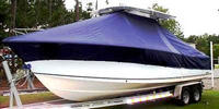 Photo of Sea Hunt® Triton-290 20xx T-Top Boat-Cover, viewed from Port Front 