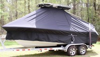 Photo of Sea Hunt® Ultra-196 20xx T-Top Boat-Cover with Extedned Skirts (No Longer Required), viewed from Port Side 