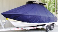 Sea Hunt® Ultra 210 T-Top-Boat-Cover-Wmax-949™ Custom fit TTopCover(tm) (WeatherMAX(tm) 8oz./sq.yd. solution dyed polyester fabric) attaches beneath factory installed T-Top or Hard-Top to cover entire boat and motor(s)