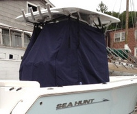 Photo of Sea Hunt® Ultra-225 20xx T-Top Center-Console-Storage-Curtains, viewed from Starboard Rear 