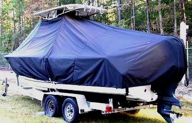 Sea Hunt Ultra 234, 20xx, TTopCovers™ T-Top boat cover with Power Pole, port rear
