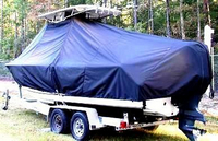 Photo of Sea Hunt® Ultra-235 20xx T-Top Boat-Cover with Power Pole, viewed from Port Rear 