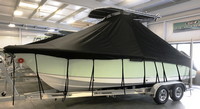 Under-T-Top-Cover-Carver-Sundura-12-21-BW-210-DAUNTLESS-With-HARD-TOP™Carver(r) p/n 10395S custom made-to-order, custom fit Under T-Top Cover attaches beneath Factory T-Top to cover entire boat and motor(s) in SunDURA(tm) 7 oz./sq.yd. solution dyed marine polyester for 12-21 BW 210 DAUNTLESS With HARD TOP 
