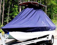 Sea Hunt® XP19 T-Top-Boat-Cover-Wmax-699™ Custom fit TTopCover(tm) (WeatherMAX(tm) 8oz./sq.yd. solution dyed polyester fabric) attaches beneath factory installed T-Top or Hard-Top to cover entire boat and motor(s)