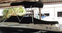 Photo of Sea Ray 175 Sport, 2008: Bimini Top in Boot, Bow Cover Cockpit Cover With Bimini Top Cutouts, viewed from Port Side 