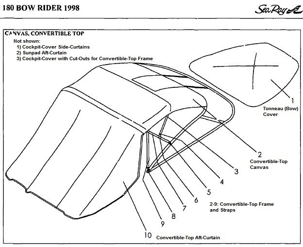 Convertible Top Canvas Factory Oem For Sea Ray 180 Bowrider 1998 2001 From Rnr Marine Com P N Convertible Top Canvas Oem G