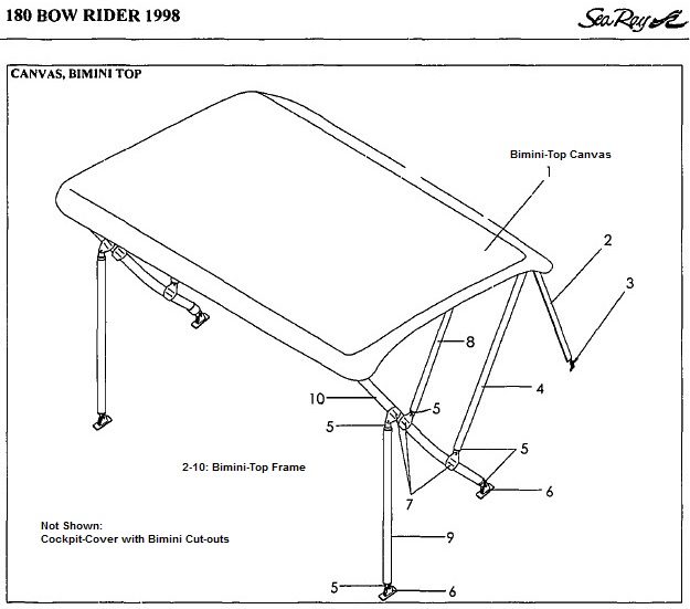 Sea Ray® 180 Bowrider BiminiTopCanvasZipperedOEMG0.3™ Factory