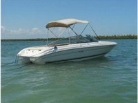 Photo of Sea Ray 185 Bowrider, 2001: Bimini Top, viewed from Starboard Rear 