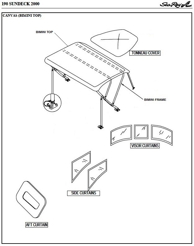 Sea Ray® 190Sundeck, 2000 partsmanualcanvasdrawing BiminiTop