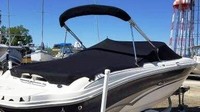 Photo of Sea Ray 200 Bowrider, 2002: Bimini Top in Boot, Cockpit Cover with Bimini Frame Cutouts, viewed from Starboard Rear 
