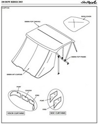 Photo of Sea Ray 200 Bowrider, 2003: 1 parts manual Canvas drawing, Bimini Top, Bimini Visor, Bimini, Side and Aft Curtains, Bow Cover 