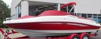 Photo of Sea Ray 210 Select, 2007: Bimini Top in Boot, Cockpit Cover with Bimini Cutouts, viewed from Port Front 