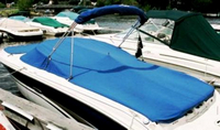 Photo of Sea Ray 220 Bowrider, 2003: Bimini Top in Boot, Bow Cover Cockpit Cover, viewed from Port Rear 