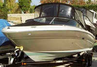 Photo of Sea Ray 220 Select, 2005: Bimini, Front Visor, Side Curtains, Aft Curtain, viewed from Port Front 