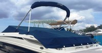 Photo of Sea Ray 220 Sundeck NO Tower, 2010: Bimini Top in Boot, Cockpit Cover, viewed from Port Rear 