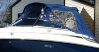 Sea Ray® 220 Sundeck No Tower Bimini-Top-Canvas-Frame-Zippered-Seamark-OEM-G3™ Factory BIMINI-TOP CANVAS on FRAME with Zippers for OEM front Visor and Curtains (not included) with Mounting Hardware (no boot cover) (this Bimini-Top may have been SeaMark(r) vinyl-lined Sunbrella(r) prior to 2008 through 2018, now they are Sunbrella(r) to avoid mold issues), OEM (Original Equipment Manufacturer)