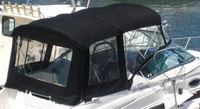 Sea Ray® 240 Sundancer No Arch Camper-Top-Aft-Curtain-OEM-G4™ Factory Camper AFT CURTAIN with clear Eisenglass windows zips to back of OEM Camper Top and Side Curtains (not included) and connects to Transom, OEM (Original Equipment Manufacturer)