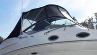 Sea Ray® 240 Sundancer NO Tower Bimini-Top-Canvas-Frame-Zippered-Seamark-OEM-G2™ Factory BIMINI-TOP CANVAS on FRAME with Zippers for OEM front Visor and Curtains (not included) with Mounting Hardware (no boot cover) (this Bimini-Top may have been SeaMark(r) vinyl-lined Sunbrella(r) prior to 2008 through 2018, now they are Sunbrella(r) to avoid mold issues), OEM (Original Equipment Manufacturer)
