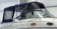 Photo of Sea Ray 240 Sundancer NO Tower, 2008: Bimini Top, Front Visor, Side Curtains, Camper Top, Camper Side and Aft Curtains, viewed from Starboard Front 