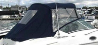 Sea Ray® 240 Sundancer No Arch Bimini-Visor-OEM-G2.5™ Factory Front VISOR Eisenglass Window Set (typ. 3 front panels, but 1 or 2 on some boats) zips between front of OEM Bimini-Top (not included) and Windshield (NO Side-Curtains, sold separately), OEM (Original Equipment Manufacturer)