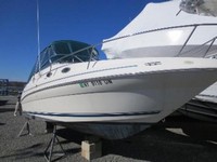 Photo of Sea Ray 240 Sundancer, 1996: Bimini Top, Front Visor, Side Curtains Bimini Aft Curtain, viewed from Starboard Front 