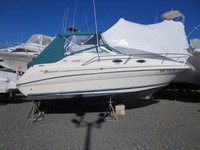 Photo of Sea Ray 240 Sundancer, 1996: Bimini Top, Front Visor, Side Curtains Bimini Aft Curtain, viewed from Starboard Side 