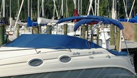Sea Ray® 240 Sundancer Bimini-Top-Canvas-Zippered-Seamark-OEM-G2.3™ Factory Bimini Replacement CANVAS (NO frame) with Zippers for OEM front Visor and Curtains (Not included), OEM (Original Equipment Manufacturer)