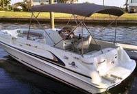 Photo of Sea Ray 240 Sundeck, 1997: Bimini Top, viewed from Port Rear 