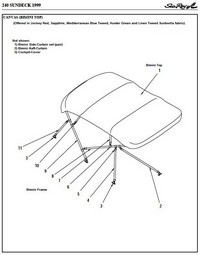 Photo of Sea Ray 240 Sundeck, 1999: 1 parts manual Canvas drawing, Bimini Top 