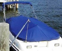 Sea Ray® 240 Sundeck Cockpit-Cover-Bimini-Camper-Cutouts-OEM-G2.5™ Factory Snap-On COCKPIT-COVER with Cutouts (openings) for Bimini-Top AND Camper-Top Frames, Adjustable Support Pole(s) and reinforced Snap(s) or Grommet(s) inside Cover for Tip of Pole(s), OEM (Original Equipment Manufacturer)
