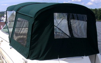 Sea Ray® 245 Weekender Camper-Top-Aft-Curtain-OEM-G0.7™ Factory Camper AFT CURTAIN with clear Eisenglass windows zips to back of OEM Camper Top and Side Curtains (not included) and connects to Transom, OEM (Original Equipment Manufacturer)