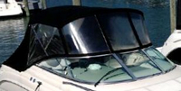 Photo of Sea Ray 250 Amberjack, 2006: Bimini Top, Bimini Visor, Bimini, Side and Aft Curtains, viewed from Starboard Front 
