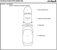Photo of Sea Ray 250 SLX, 2006: 3 parts manual Canvas drawing ITS Tower Bimini Top, Bimini Boot, Bow Cover Cockpit Cover 