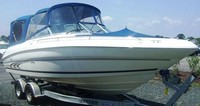 Photo of Sea Ray 260 Bowrider, 1997: Bimini Top, Visor, Side Curtains, Camper Top, Camper Side and Aft Curtains, viewed from Starboard Front 