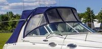 Photo of Sea Ray 260 Sundancer Arch, 2004: Bimini Top, Visor, Side Curtains, Sunshade Top, Sunshade Aft Enclosure Curtain, viewed from Starboard Front 