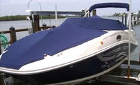 Sea Ray® 260 Sundeck Bimini-Top-Canvas-Frame-Zippered-Seamark-OEM-G7™ Factory BIMINI-TOP CANVAS on FRAME with Zippers for OEM front Visor and Curtains (not included) with Mounting Hardware (no boot cover) (this Bimini-Top may have been SeaMark(r) vinyl-lined Sunbrella(r) prior to 2008 through 2018, now they are Sunbrella(r) to avoid mold issues), OEM (Original Equipment Manufacturer)