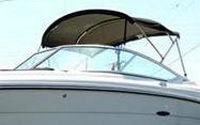 Sea Ray® 270 SLX No Arch Bimini-Top-Canvas-Frame-Zippered-Seamark-OEM-G4™ Factory BIMINI-TOP CANVAS on FRAME with Zippers for OEM front Visor and Curtains (not included) with Mounting Hardware (no boot cover) (this Bimini-Top may have been SeaMark(r) vinyl-lined Sunbrella(r) prior to 2008 through 2018, now they are Sunbrella(r) to avoid mold issues), OEM (Original Equipment Manufacturer)