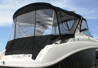 Sea Ray® 270 Sundancer Arch Camper-Top-Aft-Curtain-OEM-G6.2™ Factory Camper AFT CURTAIN with clear Eisenglass windows zips to back of OEM Camper Top and Side Curtains (not included) and connects to Transom, OEM (Original Equipment Manufacturer)