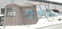 Sea Ray® 270 Sundancer Special Edition Bimini-Visor-OEM-G1.5™ Factory Front VISOR Eisenglass Window Set (typ. 3 front panels, but 1 or 2 on some boats) zips between front of OEM Bimini-Top (not included) and Windshield (NO Side-Curtains, sold separately), OEM (Original Equipment Manufacturer)