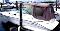 Photo of Sea Ray 270 Sundancer, 1996: Bimini Top, Bimini Visor, Bimini Side Curtains, Camper Top, Camper Top, Side Curtains, Camper Top Aft Curtain, viewed from Port Rear 