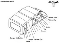 Sea Ray® 280 Cuddy Cabin Camper-Top-Frame-OEM-G1™ Factory Camper FRAME alone for OEM Camper-Top Canvas (not included), OEM (Original Equipment Manufacturer)